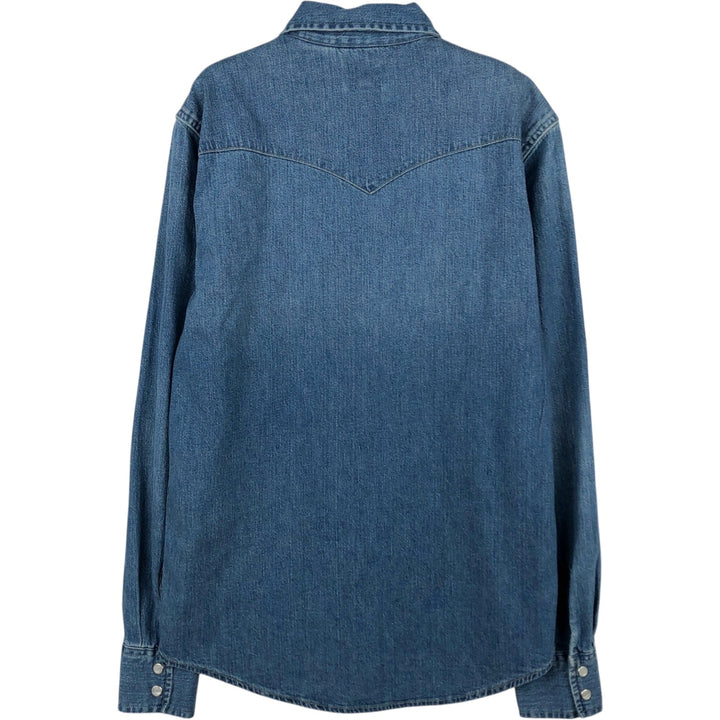 Levi's Long-Sleeve Denim Western Shirt, Men's Size S (approx.) cotton blue type Vintage Second Hand
