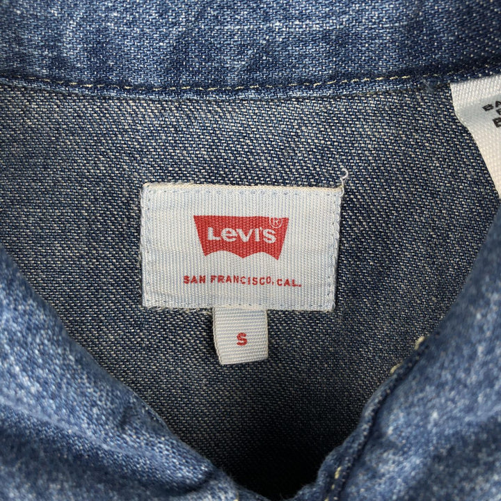 Levi's Long-Sleeve Denim Western Shirt, Men's Size S (approx.) cotton blue type Vintage Second Hand