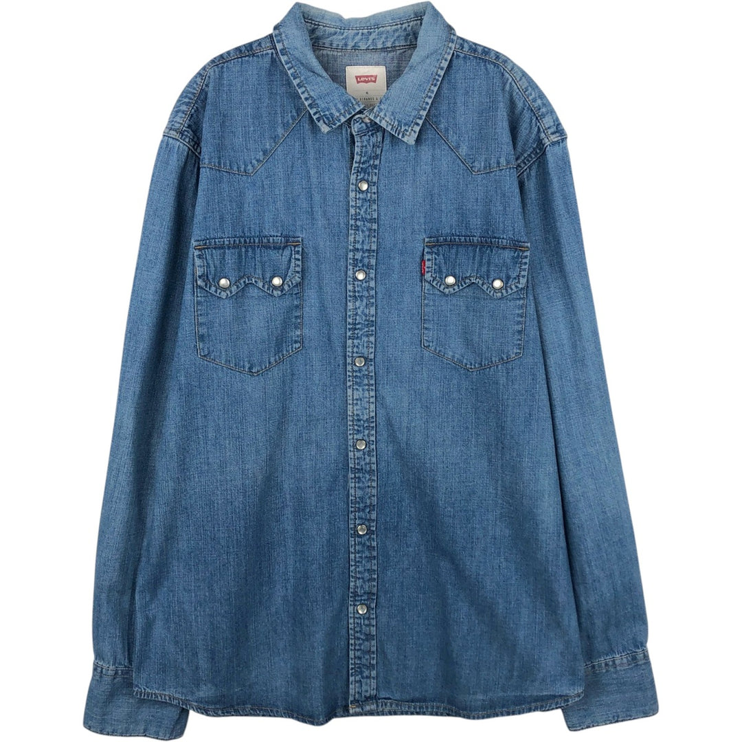 Levi's Long-Sleeve Denim Western Shirt, Men's Size XL (approx.) cotton blue type Vintage Second Hand