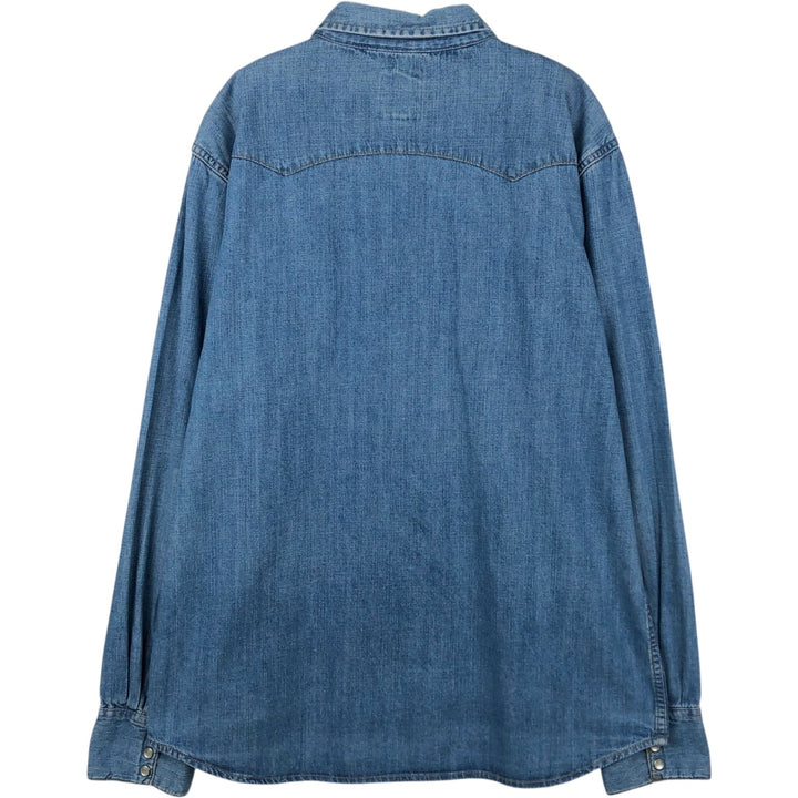 Levi's Long-Sleeve Denim Western Shirt, Men's Size XL (approx.) cotton blue type Vintage Second Hand