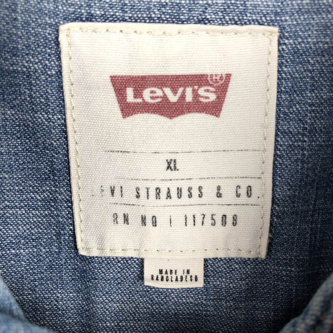 Levi's Long-Sleeve Denim Western Shirt, Men's Size XL (approx.) cotton blue type Vintage Second Hand