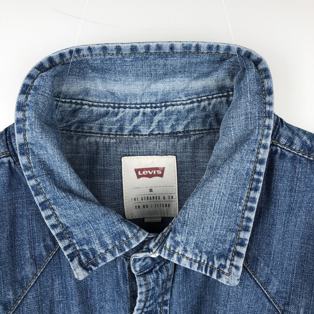 Levi's Long-Sleeve Denim Western Shirt, Men's Size XL (approx.) cotton blue type Vintage Second Hand