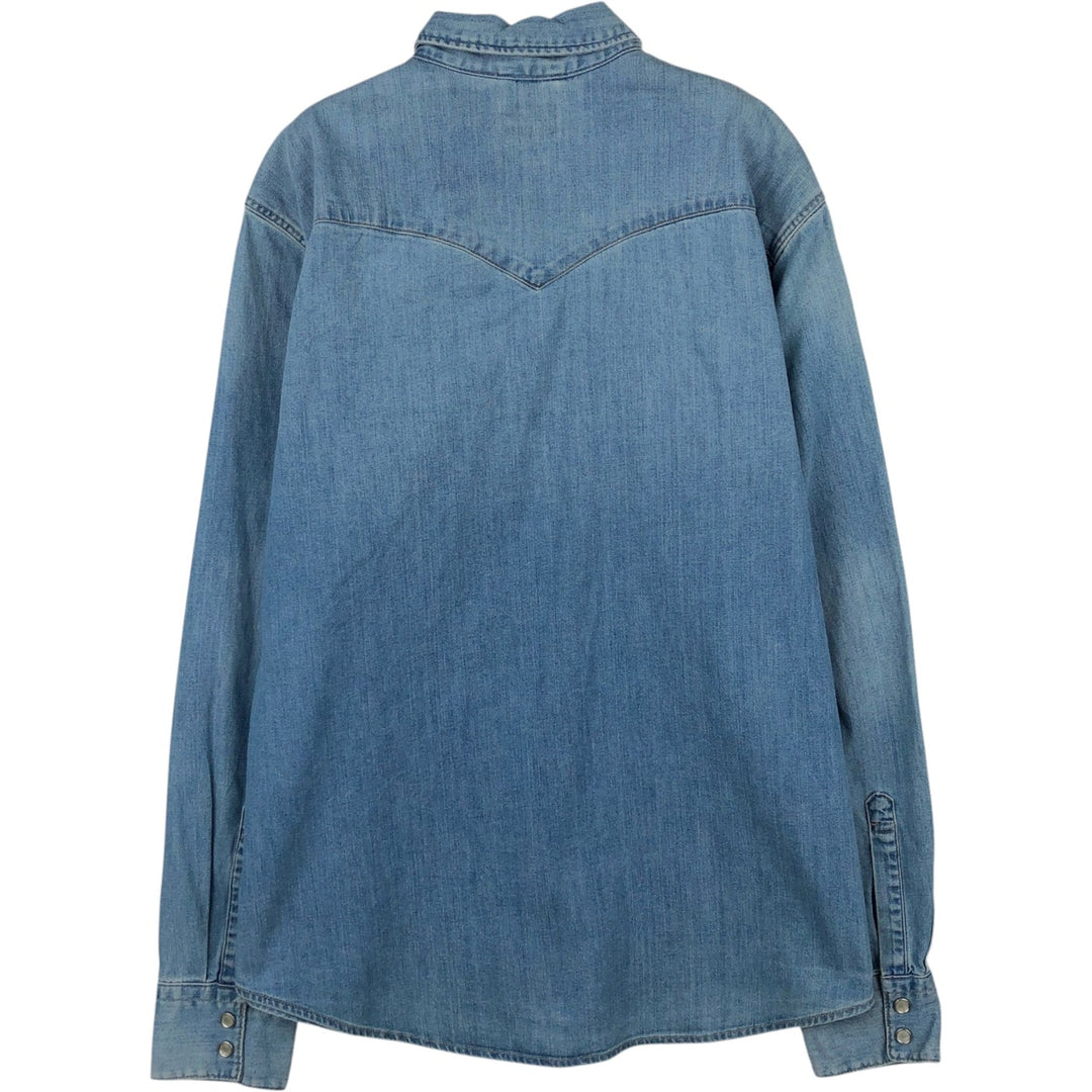 Levi's Long-Sleeve Denim Western Shirt, Men's Size L (approx.) cotton blue type Vintage Second Hand