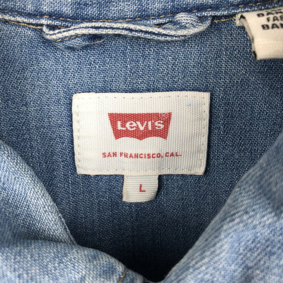 Levi's Long-Sleeve Denim Western Shirt, Men's Size L (approx.) cotton blue type Vintage Second Hand
