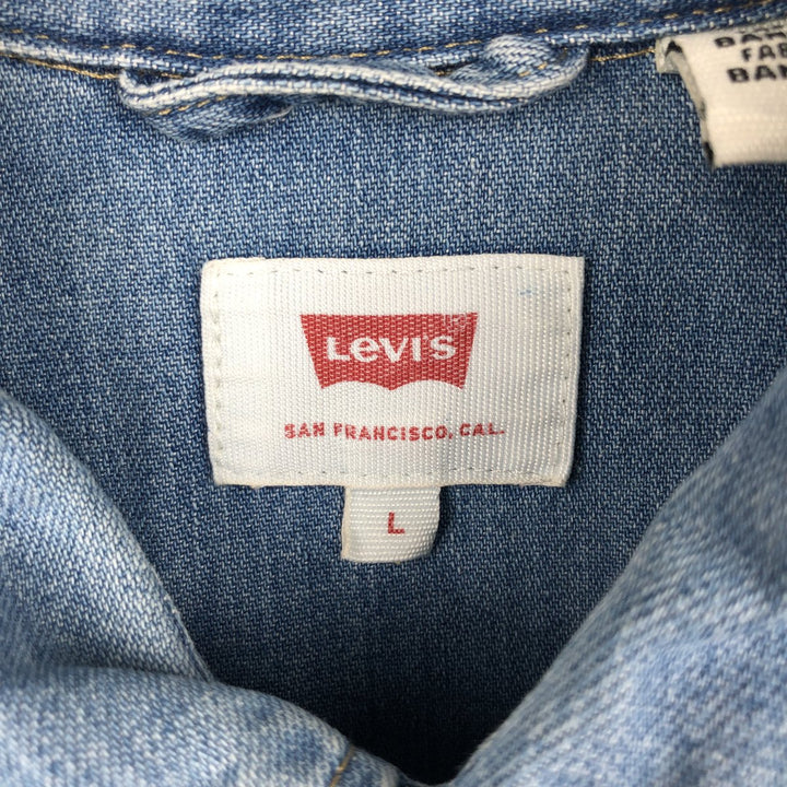 Levi's Long-Sleeve Denim Western Shirt, Men's Size L (approx.) cotton blue type Vintage Second Hand