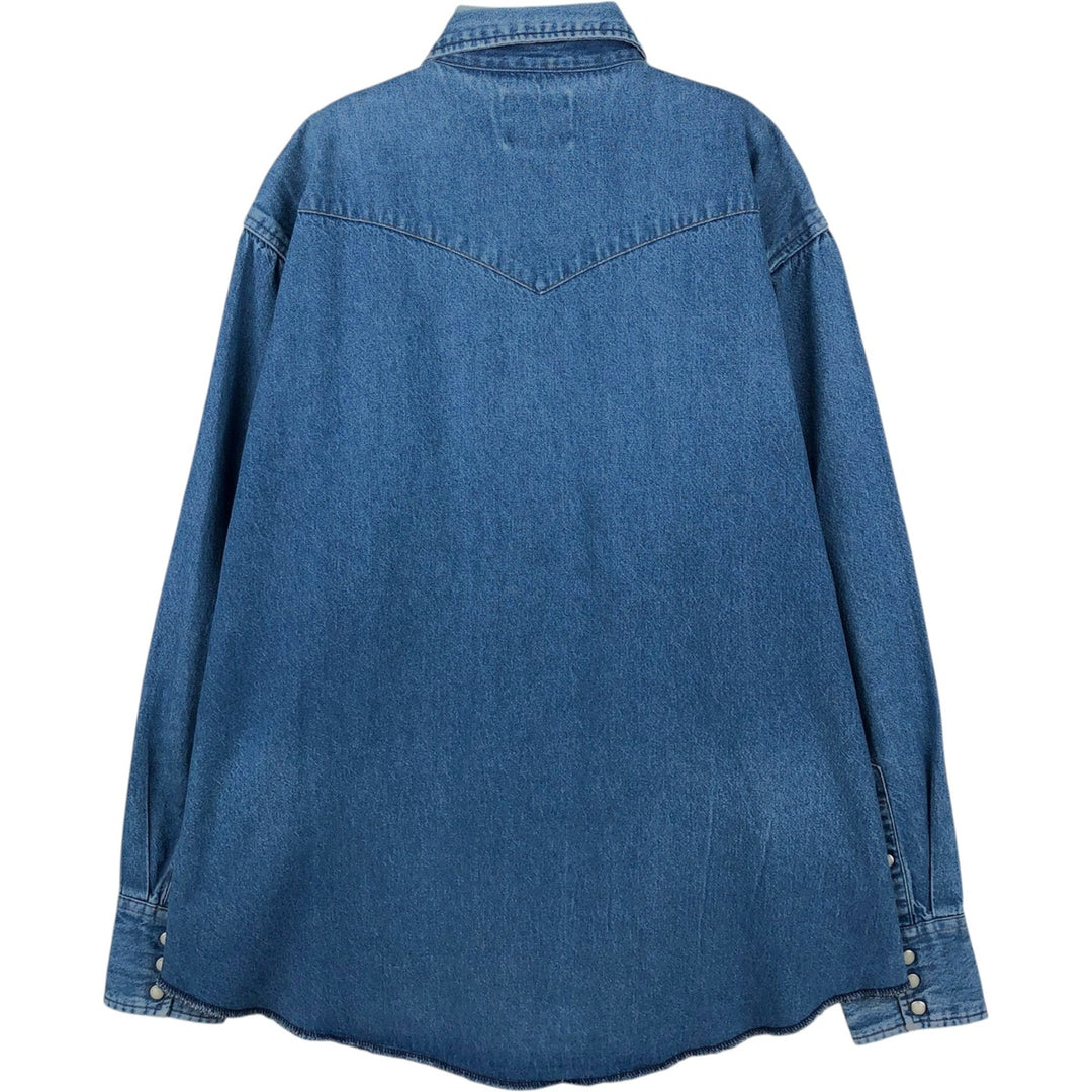 Wrangler Long Sleeve Denim Western Shirt, Men's XL cotton blue type Vintage Second Hand