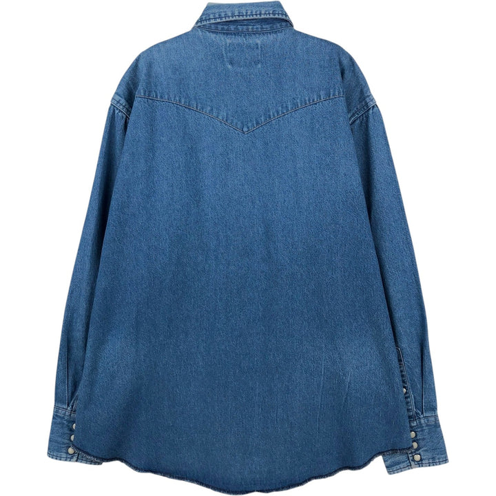Wrangler Long Sleeve Denim Western Shirt, Men's XL cotton blue type Vintage Second Hand