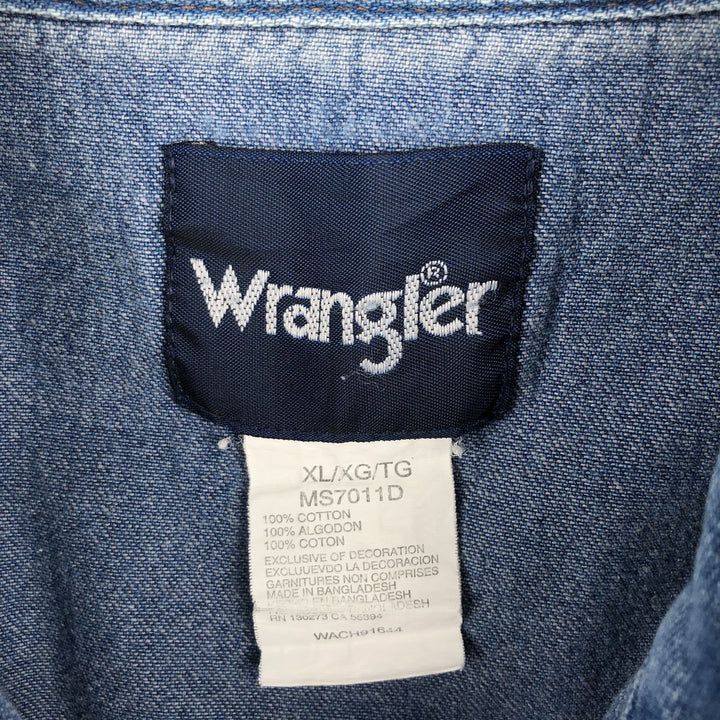Wrangler Long Sleeve Denim Western Shirt, Men's XL cotton blue type Vintage Second Hand