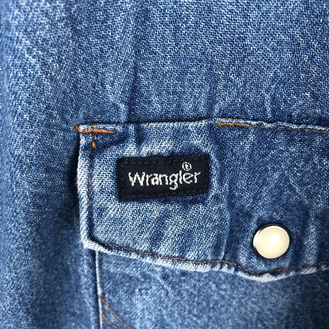 Wrangler Long Sleeve Denim Western Shirt, Men's XL cotton blue type Vintage Second Hand