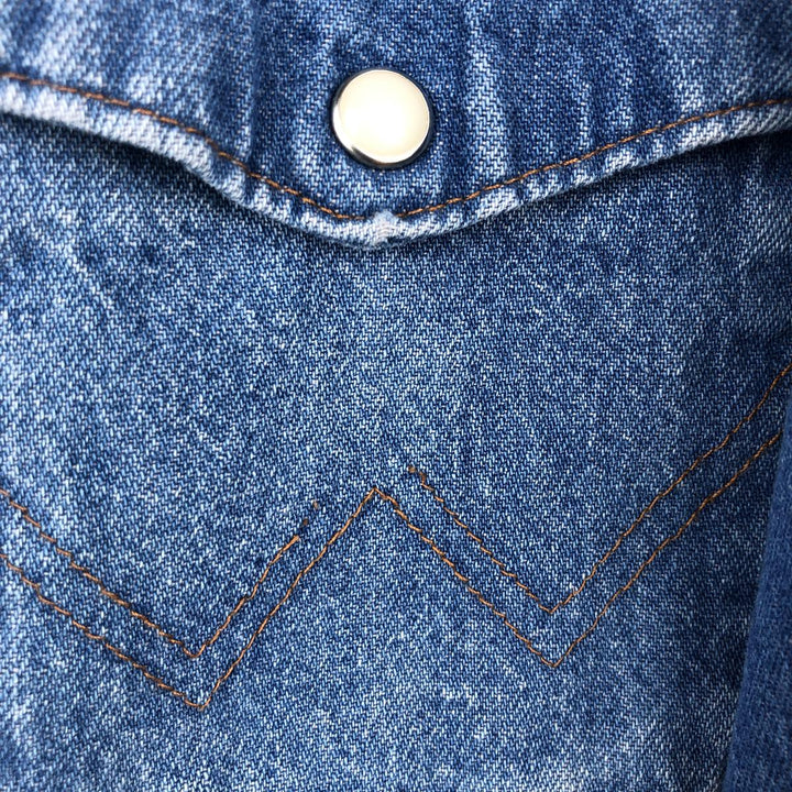 Wrangler Long Sleeve Denim Western Shirt, Men's XL cotton blue type Vintage Second Hand