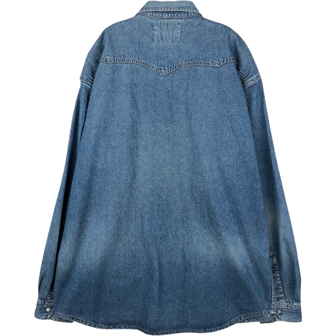 Levi's Long-Sleeve Denim Western Shirt, Men's Size XL (approx.) cotton blue type Vintage Second Hand