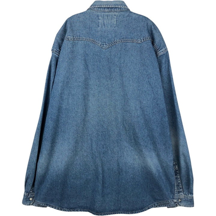 Levi's Long-Sleeve Denim Western Shirt, Men's Size XL (approx.) cotton blue type Vintage Second Hand