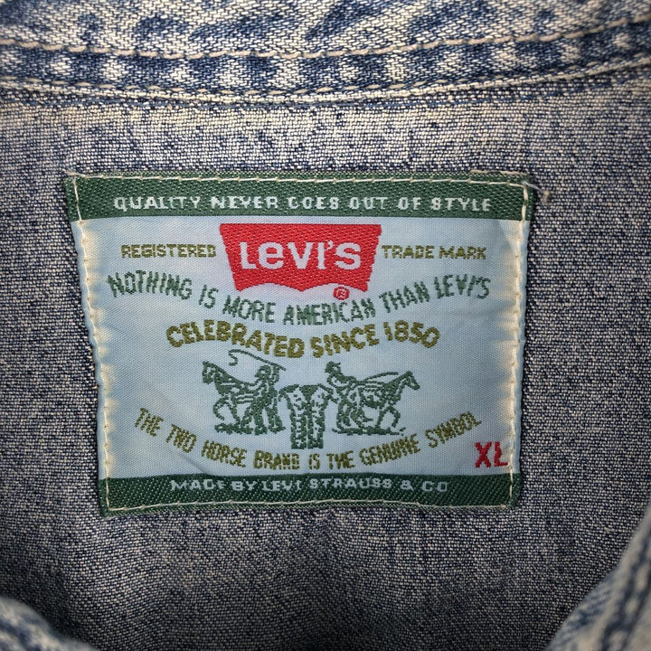 Levi's Long-Sleeve Denim Western Shirt, Men's Size XL (approx.) cotton blue type Vintage Second Hand