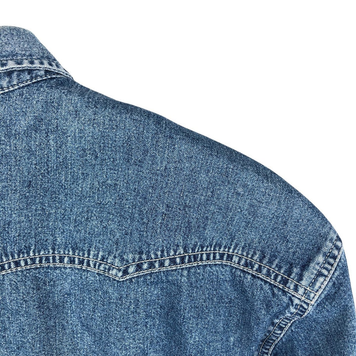 Levi's Long-Sleeve Denim Western Shirt, Men's Size XL (approx.) cotton blue type Vintage Second Hand