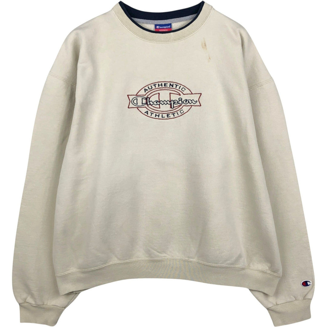 2000'S Champion Authentic Athletic Apparel College Sweatshirt, Men's Size XL cotton Beige type Vintage Second Hand