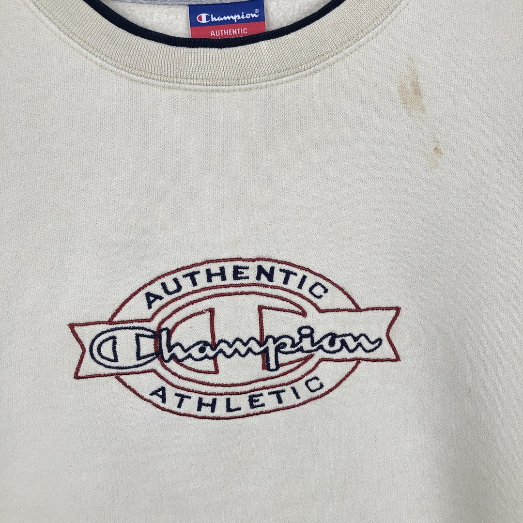2000'S Champion Authentic Athletic Apparel College Sweatshirt, Men's Size XL cotton Beige type Vintage Second Hand