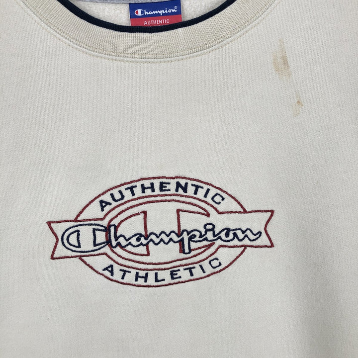 2000'S Champion Authentic Athletic Apparel College Sweatshirt, Men's Size XL cotton Beige type Vintage Second Hand