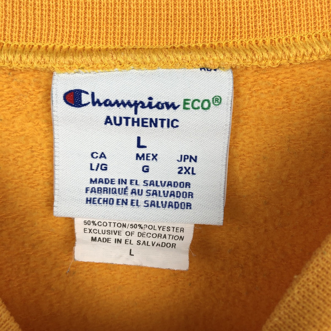 2000'S Champion ECO AUTHENTIC College Sweatshirt (Men's Size L) cotton yellow type Vintage Second Hand