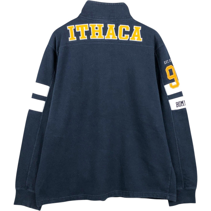 Champion Heritage Half-Button College Sweatshirt (Men's Size L) cotton navy blue type Vintage Second Hand