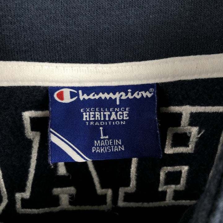 Champion Heritage Half-Button College Sweatshirt (Men's Size L) cotton navy blue type Vintage Second Hand