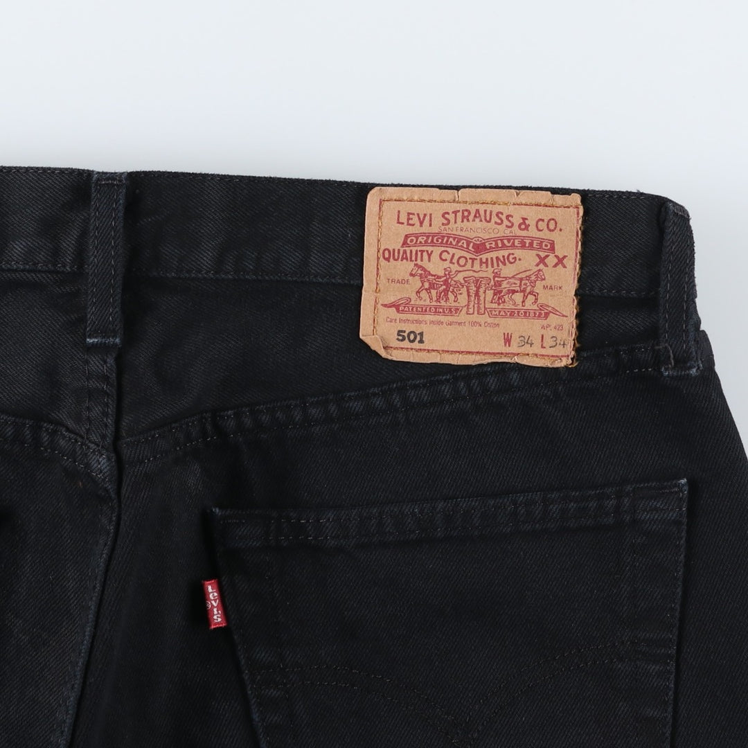 1990'S Levi's 00501-0165 Euro Model Black Denim Straight Leg Jeans, Made in England, Men's W33 (approx.), Vintage cotton black type Vintage Second Hand
