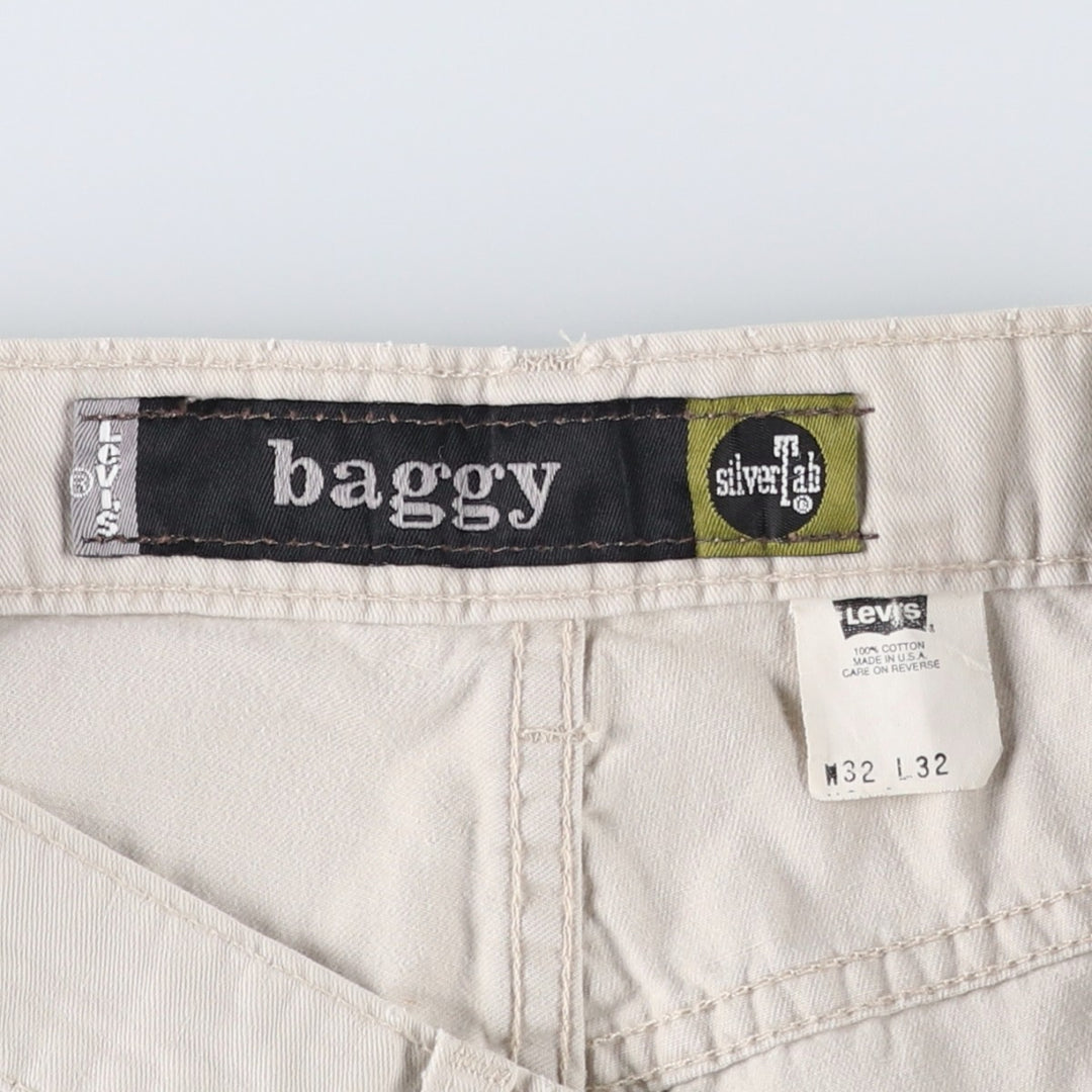 90'S Levi's Silver Tab Baggy Chino Pants, Made in USA, Men's, Size W32, Vintage cotton Beige type Vintage Second Hand