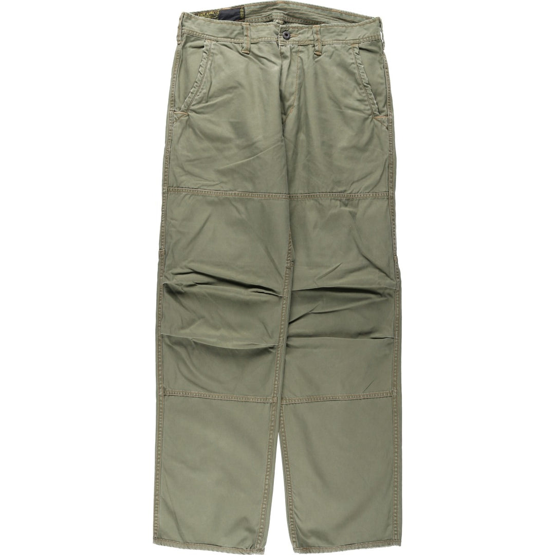 2000'S Ralph Lauren POLO JEANS COMPANY Double Knee Military Pants, Men's Size W34 (approx.) cotton Khaki type Vintage Second Hand