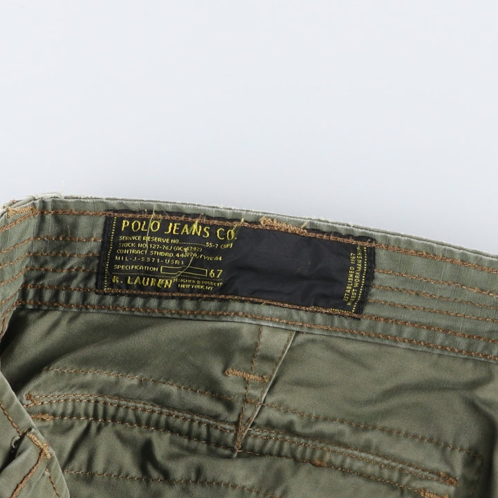 2000'S Ralph Lauren POLO JEANS COMPANY Double Knee Military Pants, Men's Size W34 (approx.) cotton Khaki type Vintage Second Hand