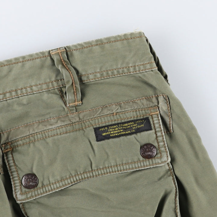 2000'S Ralph Lauren POLO JEANS COMPANY Double Knee Military Pants, Men's Size W34 (approx.) cotton Khaki type Vintage Second Hand