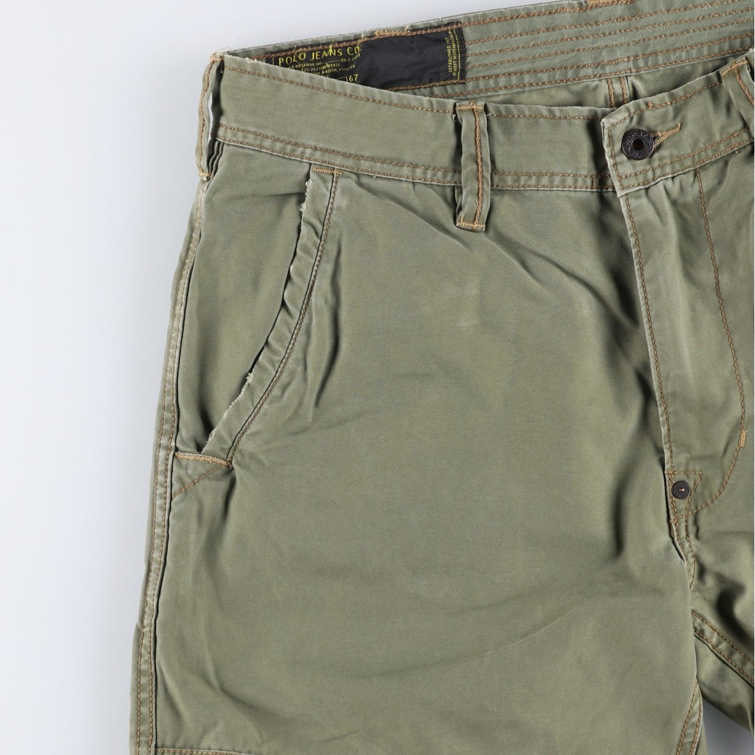 2000'S Ralph Lauren POLO JEANS COMPANY Double Knee Military Pants, Men's Size W34 (approx.) cotton Khaki type Vintage Second Hand