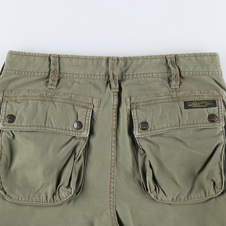 2000'S Ralph Lauren POLO JEANS COMPANY Double Knee Military Pants, Men's Size W34 (approx.) cotton Khaki type Vintage Second Hand