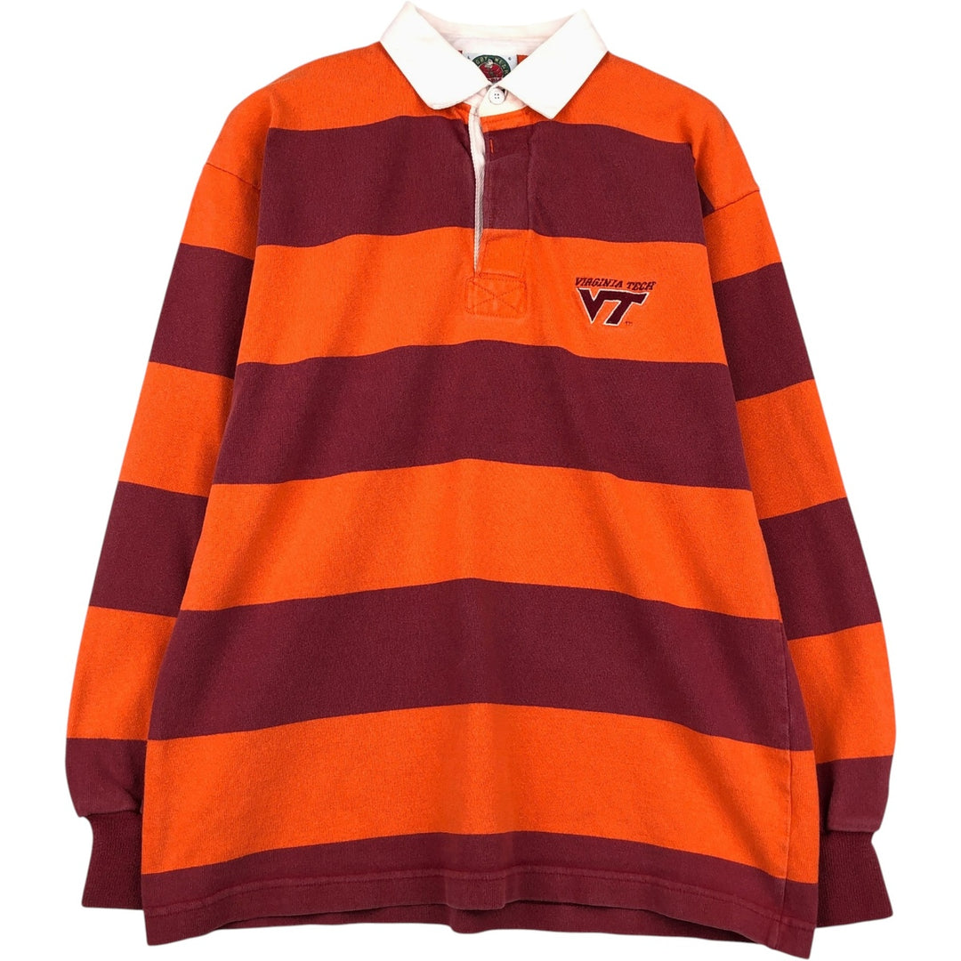 90s-00'S BARBARIAN Striped Pattern Long Sleeve Rugby Shirt Made in Canada Men's L Size Vintage cotton orange type Vintage Second Hand