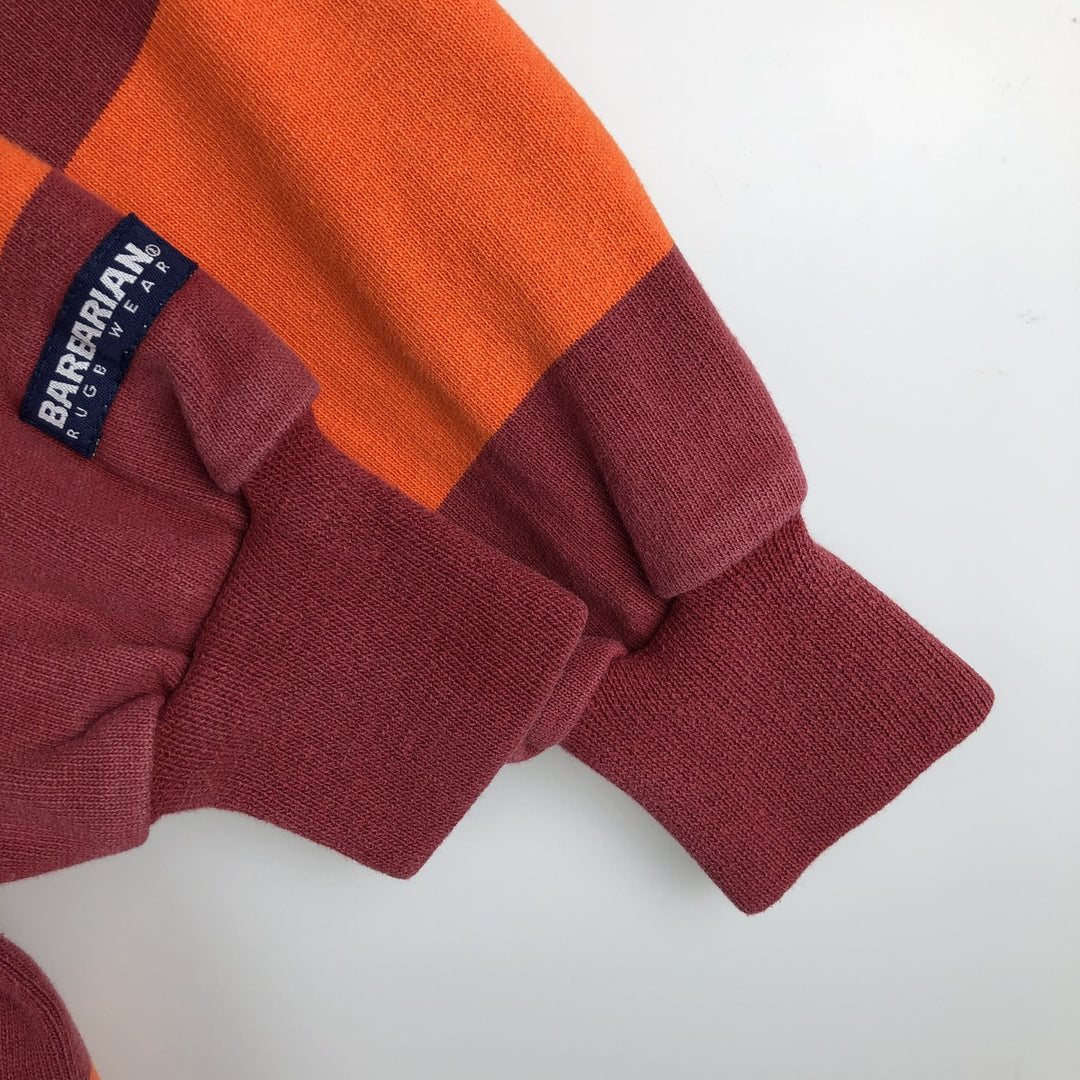 90s-00'S BARBARIAN Striped Pattern Long Sleeve Rugby Shirt Made in Canada Men's L Size Vintage cotton orange type Vintage Second Hand