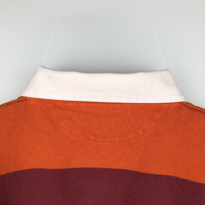 90s-00'S BARBARIAN Striped Pattern Long Sleeve Rugby Shirt Made in Canada Men's L Size Vintage cotton orange type Vintage Second Hand