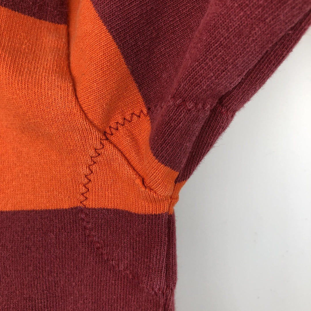 90s-00'S BARBARIAN Striped Pattern Long Sleeve Rugby Shirt Made in Canada Men's L Size Vintage cotton orange type Vintage Second Hand