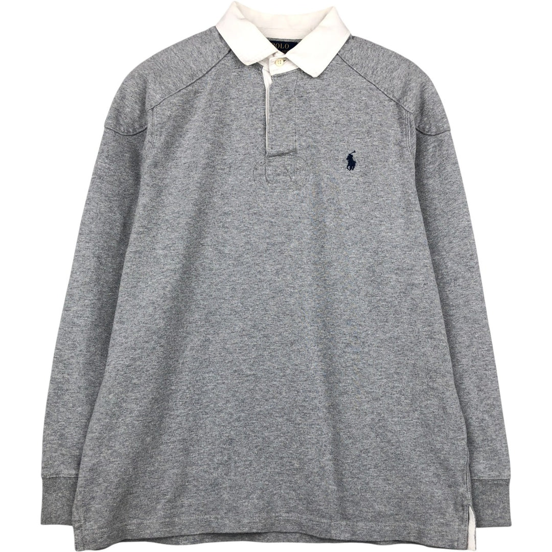 Ralph Lauren POLO RALPH LAUREN CUSTOM SLIM FIT long-sleeved rugby shirt, men's size M cotton gray type Vintage Second Hand