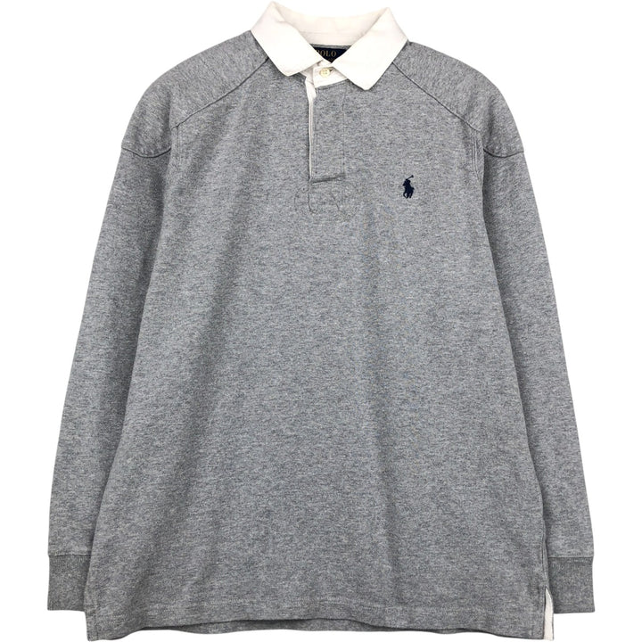 Ralph Lauren POLO RALPH LAUREN CUSTOM SLIM FIT long-sleeved rugby shirt, men's size M cotton gray type Vintage Second Hand