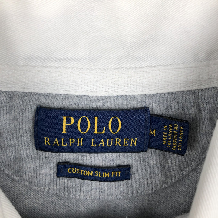Ralph Lauren POLO RALPH LAUREN CUSTOM SLIM FIT long-sleeved rugby shirt, men's size M cotton gray type Vintage Second Hand