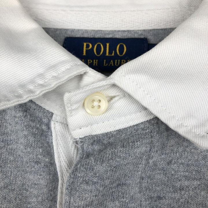 Ralph Lauren POLO RALPH LAUREN CUSTOM SLIM FIT long-sleeved rugby shirt, men's size M cotton gray type Vintage Second Hand