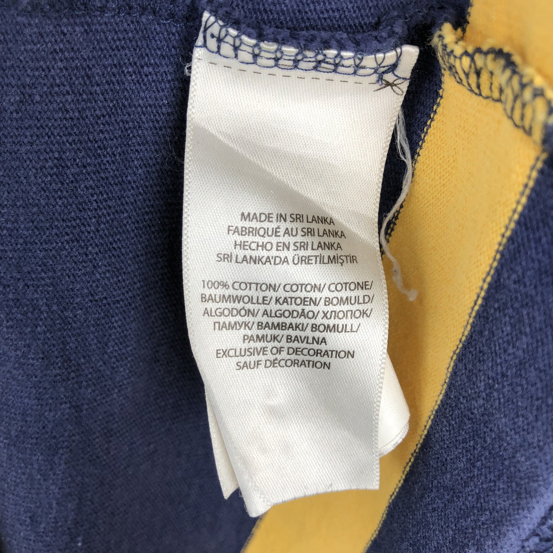 Ralph Lauren POLO RALPH LAUREN CUSTOM SLIM FIT Striped Pattern Long-Sleeve Rugby Shirt, Men's Size M (approx.) cotton navy blue type Vintage Second Hand