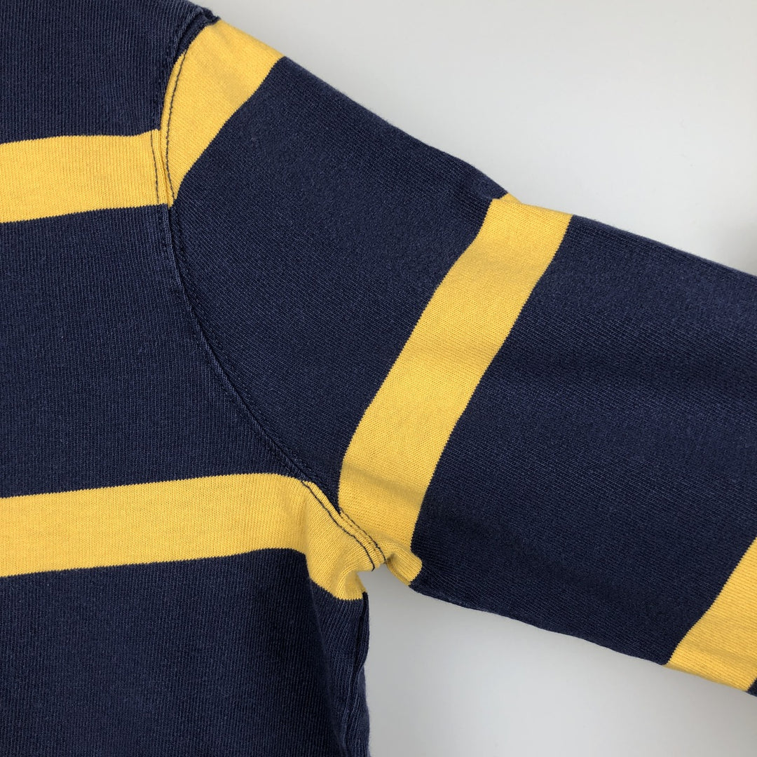 Ralph Lauren POLO RALPH LAUREN CUSTOM SLIM FIT Striped Pattern Long-Sleeve Rugby Shirt, Men's Size M (approx.) cotton navy blue type Vintage Second Hand