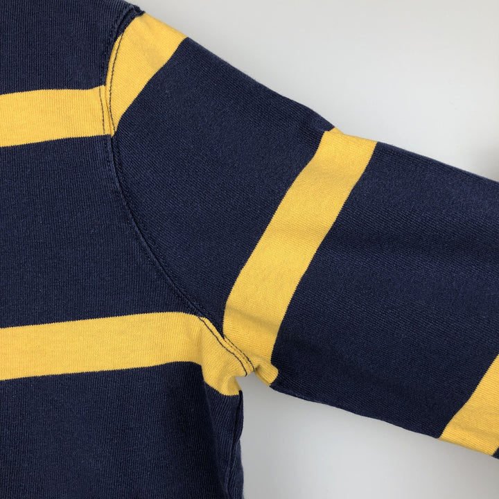Ralph Lauren POLO RALPH LAUREN CUSTOM SLIM FIT Striped Pattern Long-Sleeve Rugby Shirt, Men's Size M (approx.) cotton navy blue type Vintage Second Hand