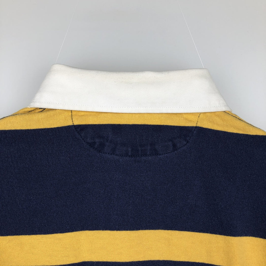 Ralph Lauren POLO RALPH LAUREN CUSTOM SLIM FIT Striped Pattern Long-Sleeve Rugby Shirt, Men's Size M (approx.) cotton navy blue type Vintage Second Hand