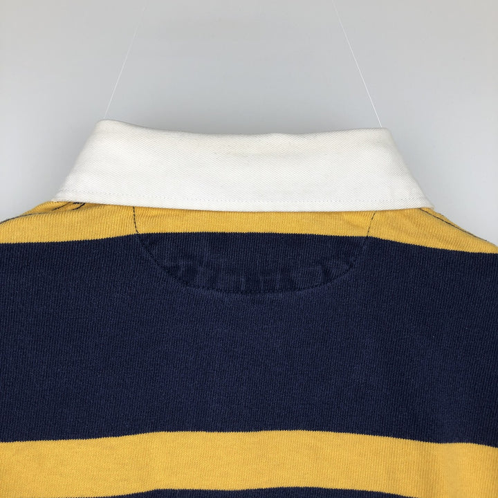 Ralph Lauren POLO RALPH LAUREN CUSTOM SLIM FIT Striped Pattern Long-Sleeve Rugby Shirt, Men's Size M (approx.) cotton navy blue type Vintage Second Hand
