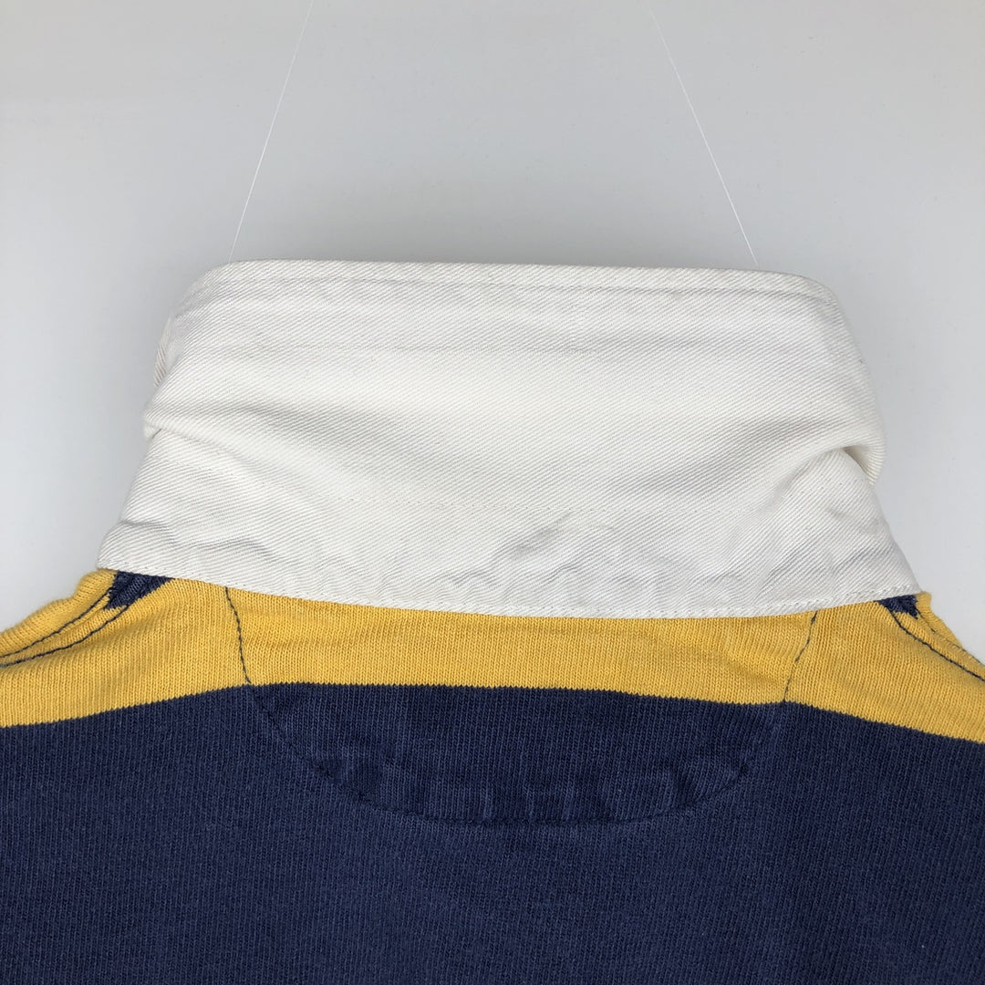 Ralph Lauren POLO RALPH LAUREN CUSTOM SLIM FIT Striped Pattern Long-Sleeve Rugby Shirt, Men's Size M (approx.) cotton navy blue type Vintage Second Hand