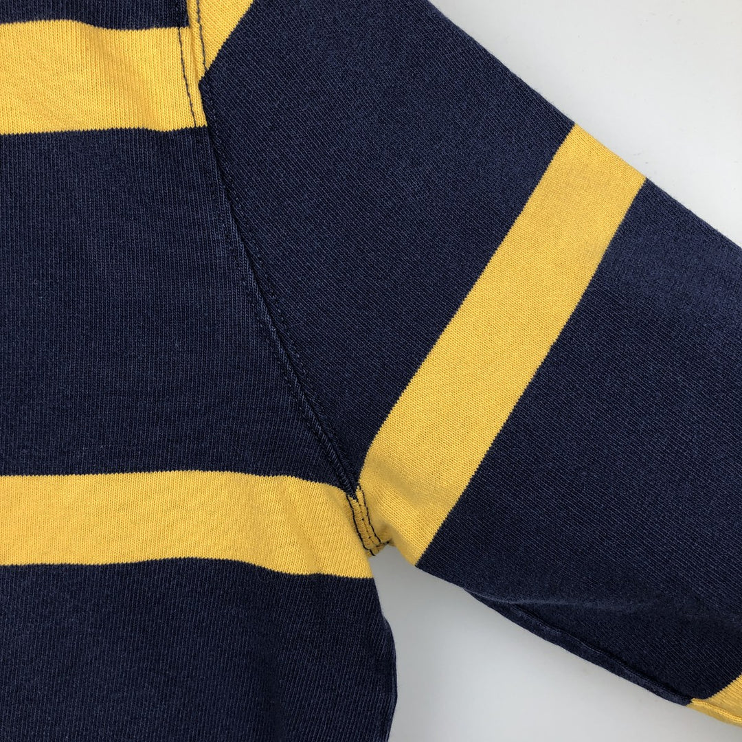 Ralph Lauren POLO RALPH LAUREN CUSTOM SLIM FIT Striped Pattern Long-Sleeve Rugby Shirt, Men's Size M (approx.) cotton navy blue type Vintage Second Hand