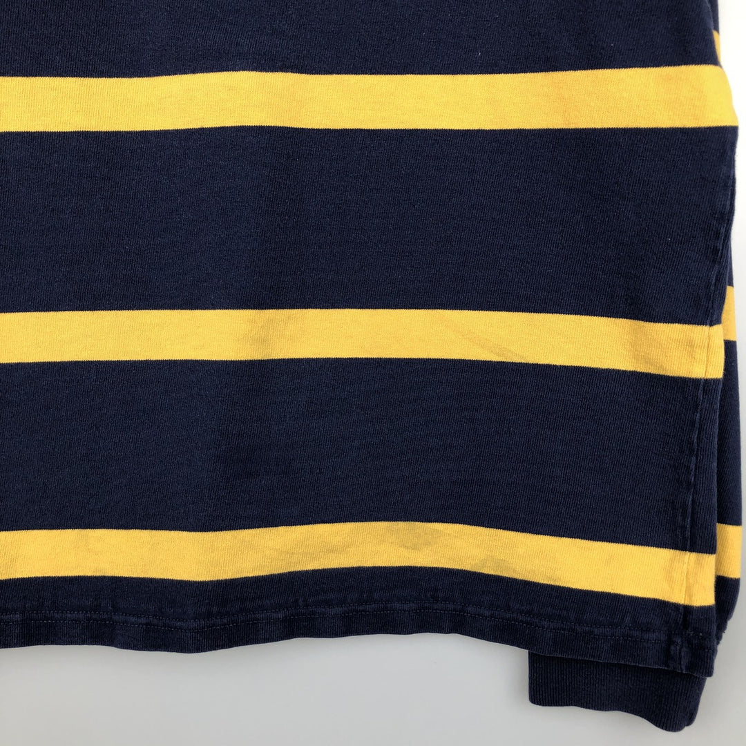 Ralph Lauren POLO RALPH LAUREN CUSTOM SLIM FIT Striped Pattern Long-Sleeve Rugby Shirt, Men's Size M (approx.) cotton navy blue type Vintage Second Hand