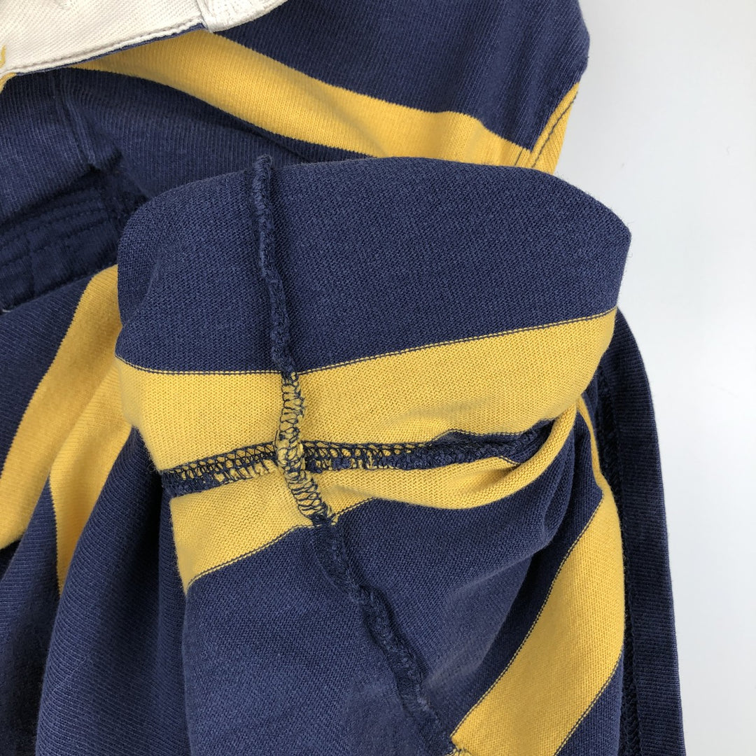 Ralph Lauren POLO RALPH LAUREN CUSTOM SLIM FIT Striped Pattern Long-Sleeve Rugby Shirt, Men's Size M (approx.) cotton navy blue type Vintage Second Hand