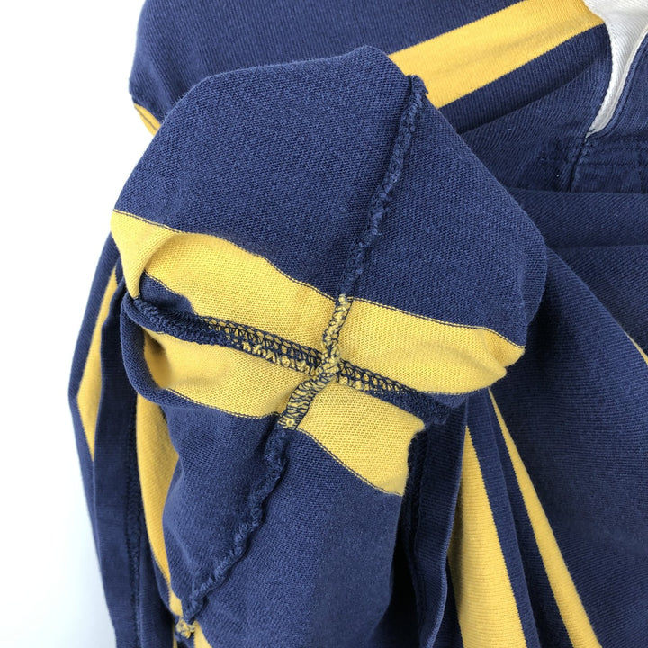 Ralph Lauren POLO RALPH LAUREN CUSTOM SLIM FIT Striped Pattern Long-Sleeve Rugby Shirt, Men's Size M (approx.) cotton navy blue type Vintage Second Hand