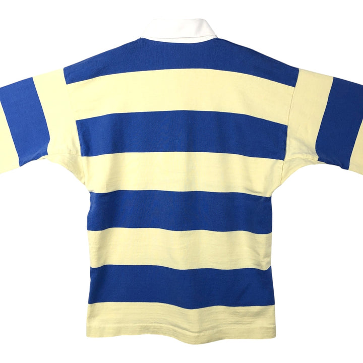 80s-90'S Lands' End striped pattern long-sleeved rugby shirt, made in USA, men's size L equivalent, vintage. cotton blue type Vintage Second Hand